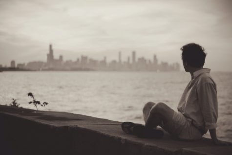 Young adult looking at skyline