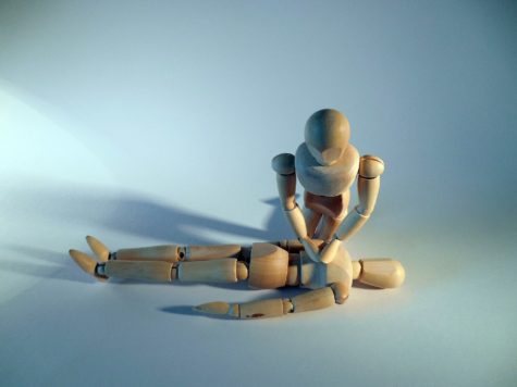 Wooden figures modeling CPR