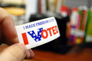"I Voted" sticker on Election Day