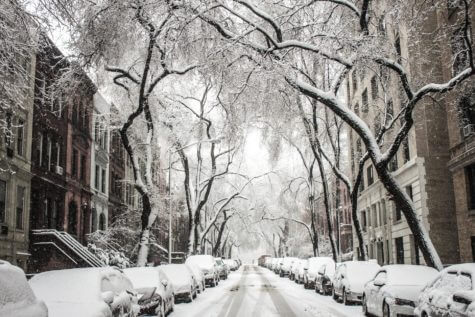 Snow covering a city street