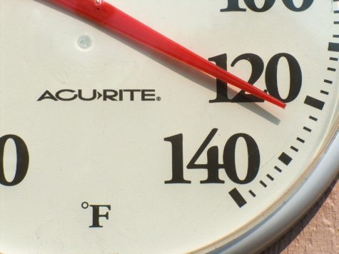 Thermometer showing hot temperatures