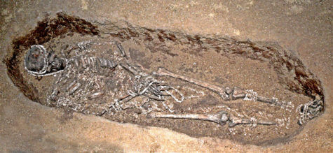 Detail of one of the burials from Sunghir, in Russia.