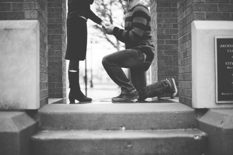 Man proposing marriage to woman