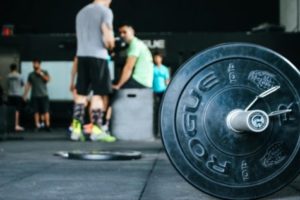Lifting weights at gym
