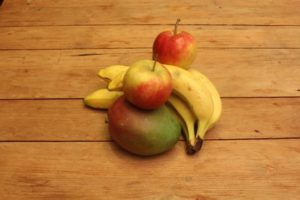 Apples, bananas and a mango