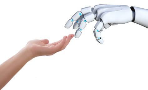 Hand reaching out to robot
