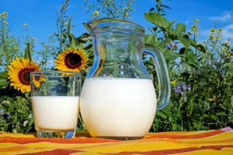 Milk jar and glass