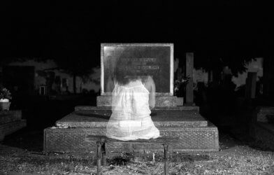 Ghost at cemetery