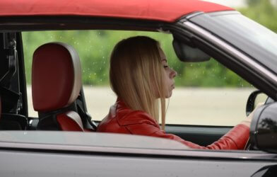 Teen girl driving