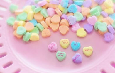 Heart-shaped Valentine's Day candies