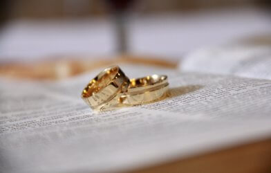 Wedding rings on top of a Bible