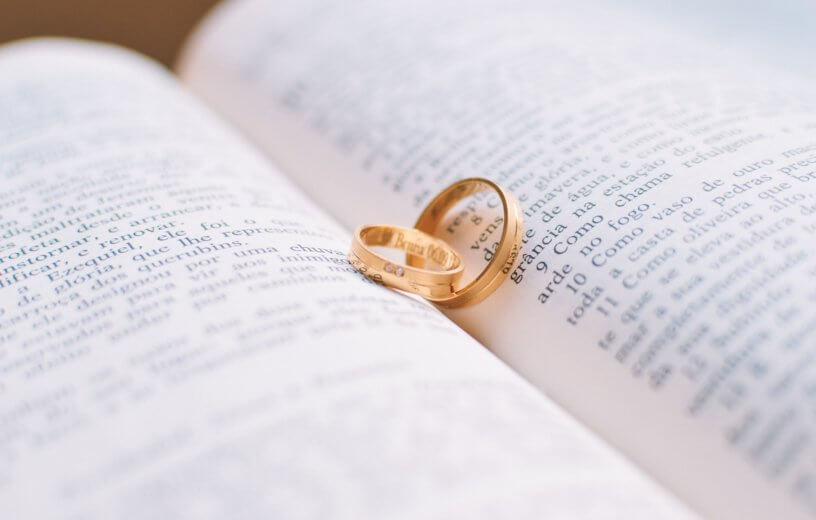 Wedding rings on a bible