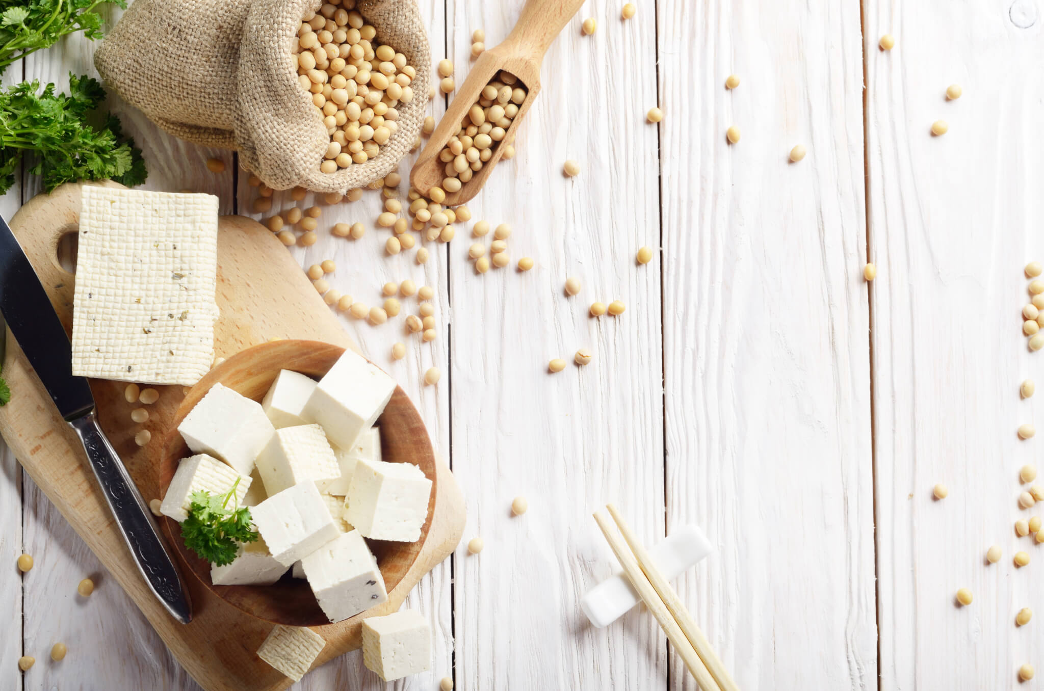 Soy protein sources - tofu, soybeans, non-dairy