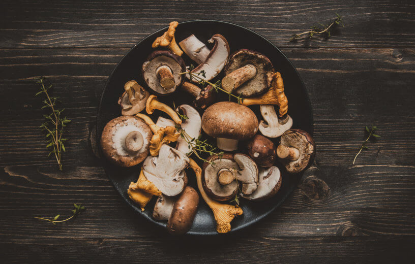 Mixed mushrooms in a pot