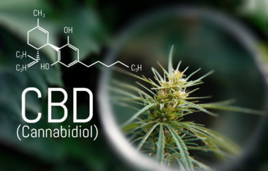 Cannabidiol CBD oil chemical formula.