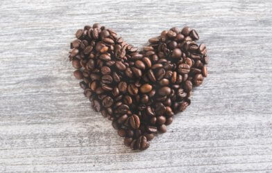 Coffee beans shaped as a heart