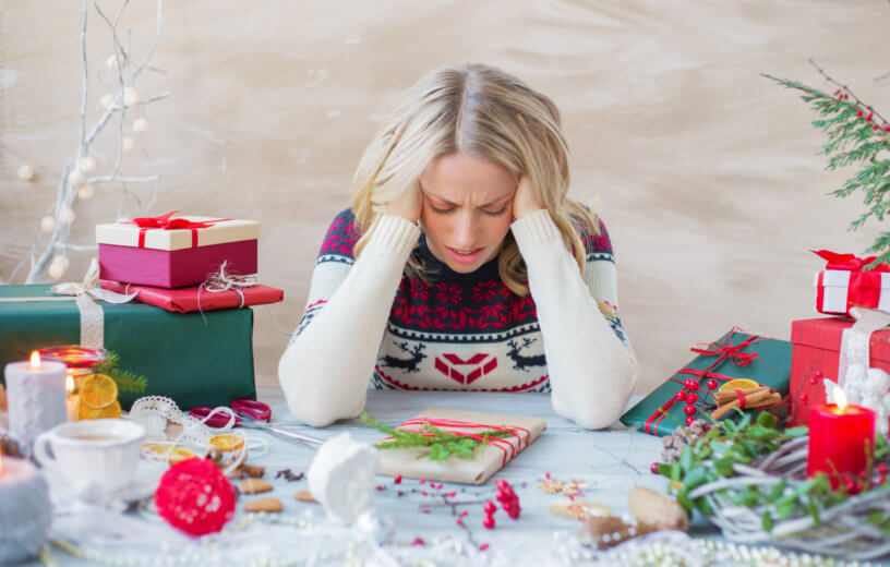 Woman stressed about Christmas and holidays