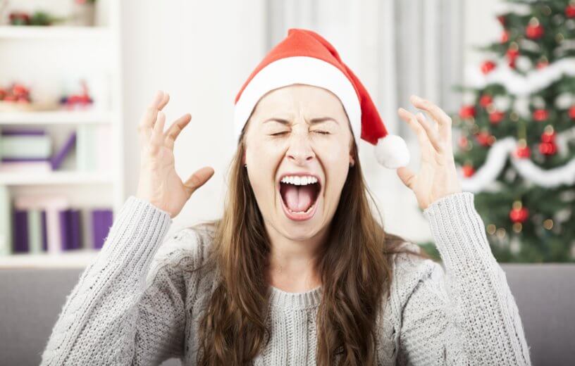 Woman stressed on Christmas