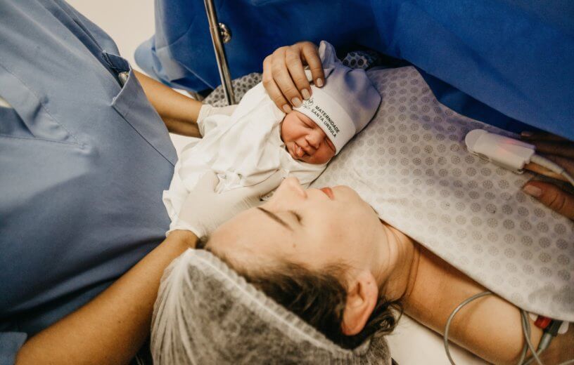 Baby born via c-section