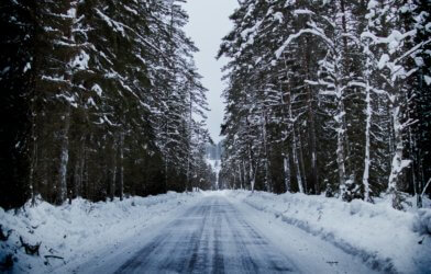 Winter weather: Snowy road