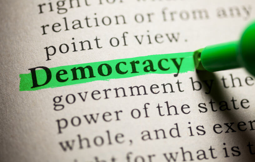 Democracy highlighted in dictionary