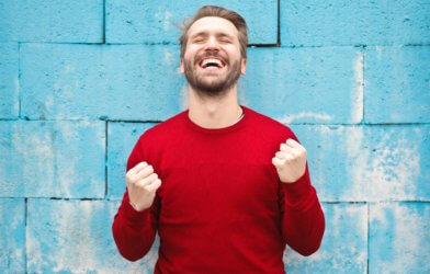 Happy, excited man with beard