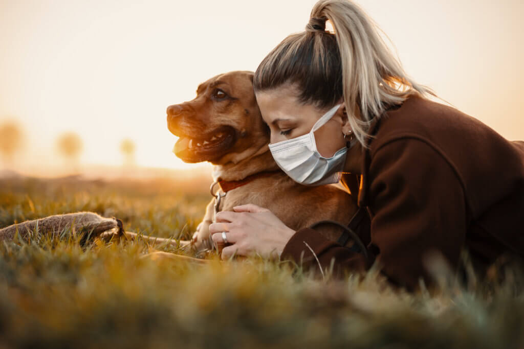 Coronavirus social distancing with dog