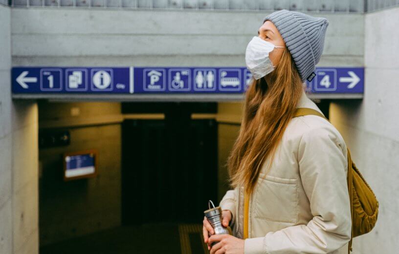 Woman wearing face mask during coronavirus pandemic