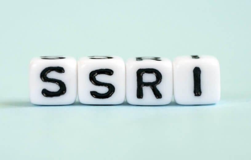 SSRI - selective serotonin reuptake inhibitors, inscription on blocks