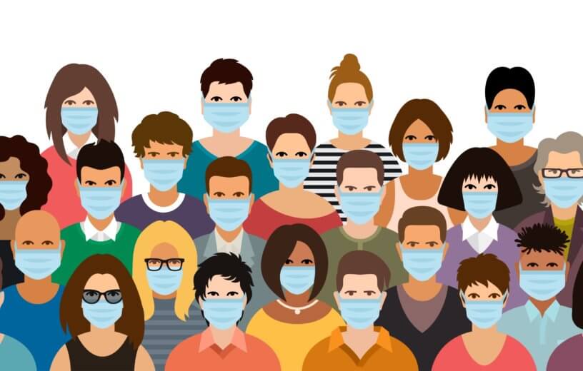 Image of people wearing face masks during coronavirus / COVID-19 outbreak