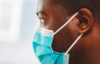 Black man wearing mask during COVID-19 / coronavirus outbreak