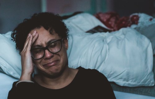 Sad woman crying, battling depression
