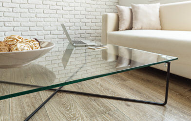 Glass table in office or living room