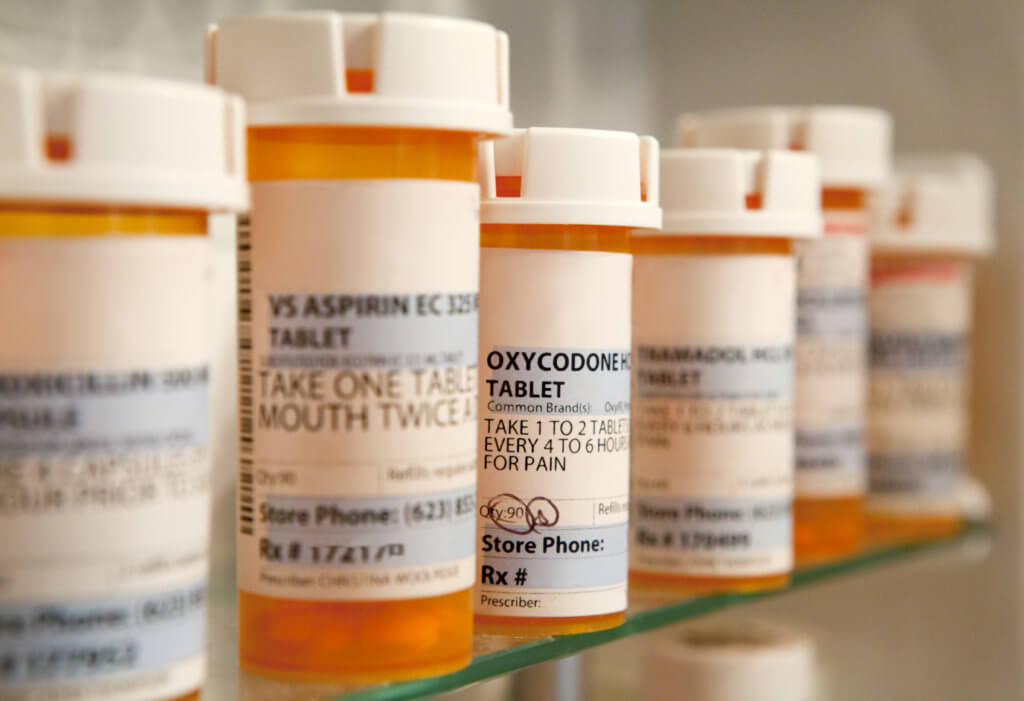 Prescription drugs, medications in medicine cabinet; Opioids