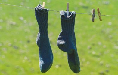 Socks on clothesline