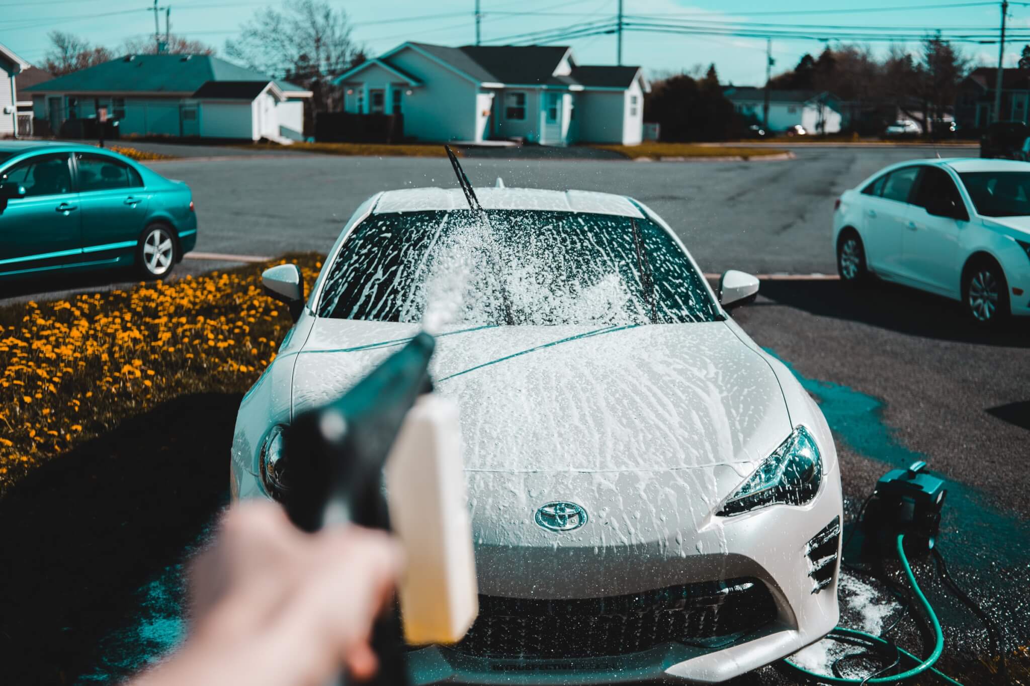 Car being washed