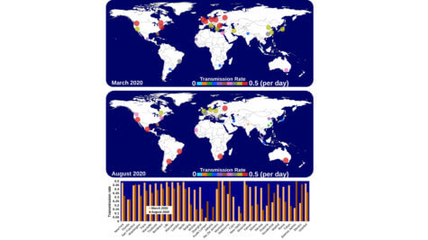 COVID transmission rates globally