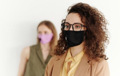 Woman in glasses wearing face mask during COVID-19 pandemic