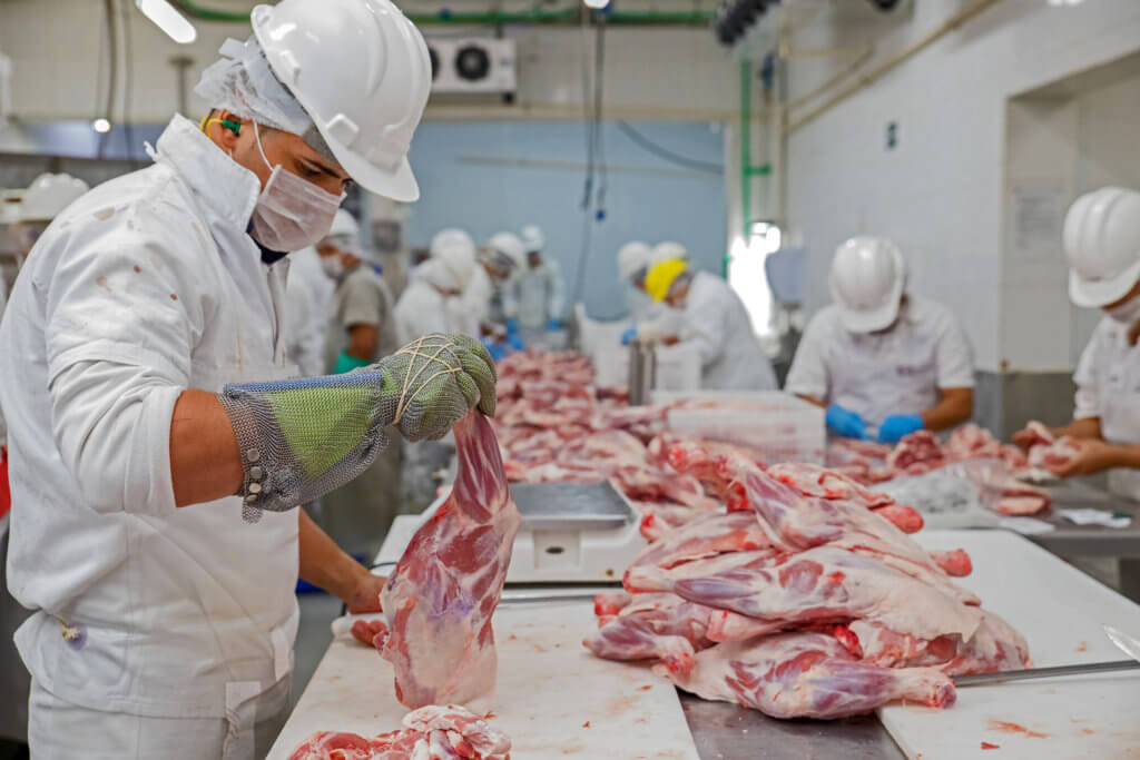 Meatpacking plant - meat factory workers