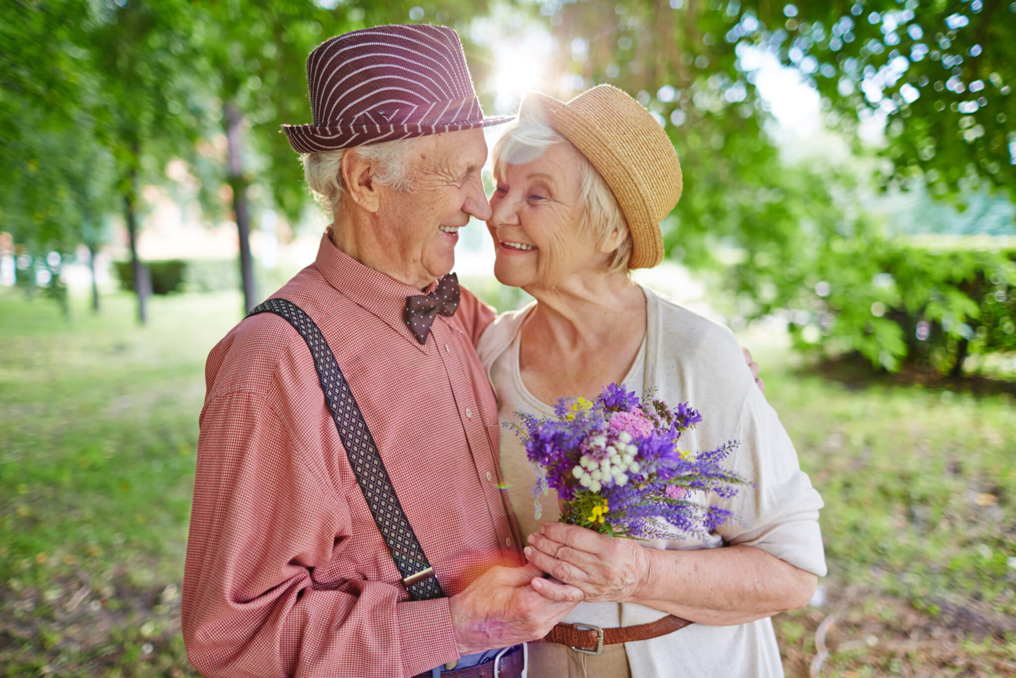 Elderly couple happy in love