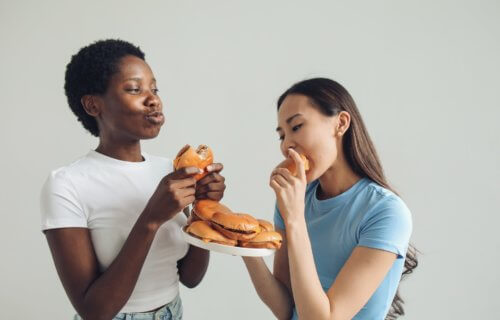 women eating snacks