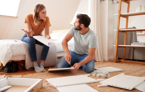 Couple arguing over DIY home improvement project