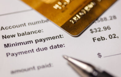Credit card bill showing minimum payment