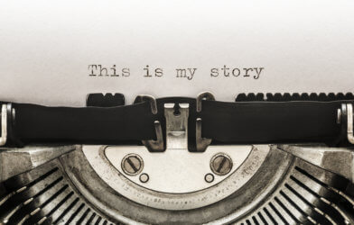Writing book or story on typewriter