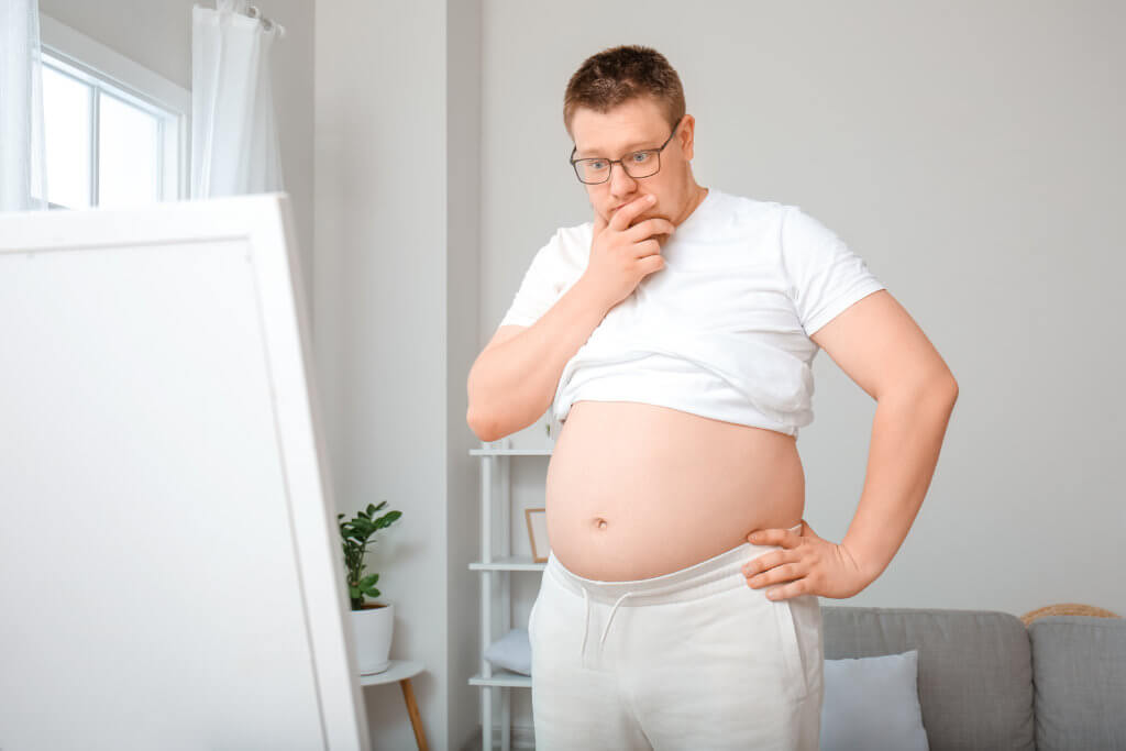 Overweight man trying to lose weight