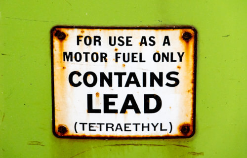 Leaded gasoline sign