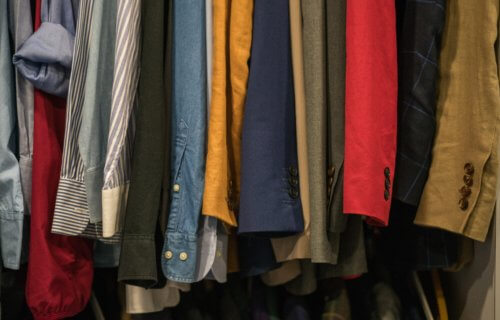 Clothes hanging in closet