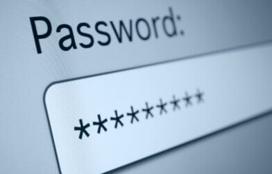 Closeup of computer screen password login