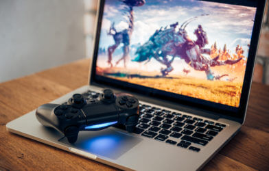 Video game control with gaming laptop