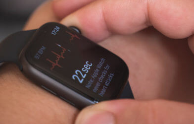 Apple Watch: Smartwatch wearable technology measuring heart rhythm via ECG